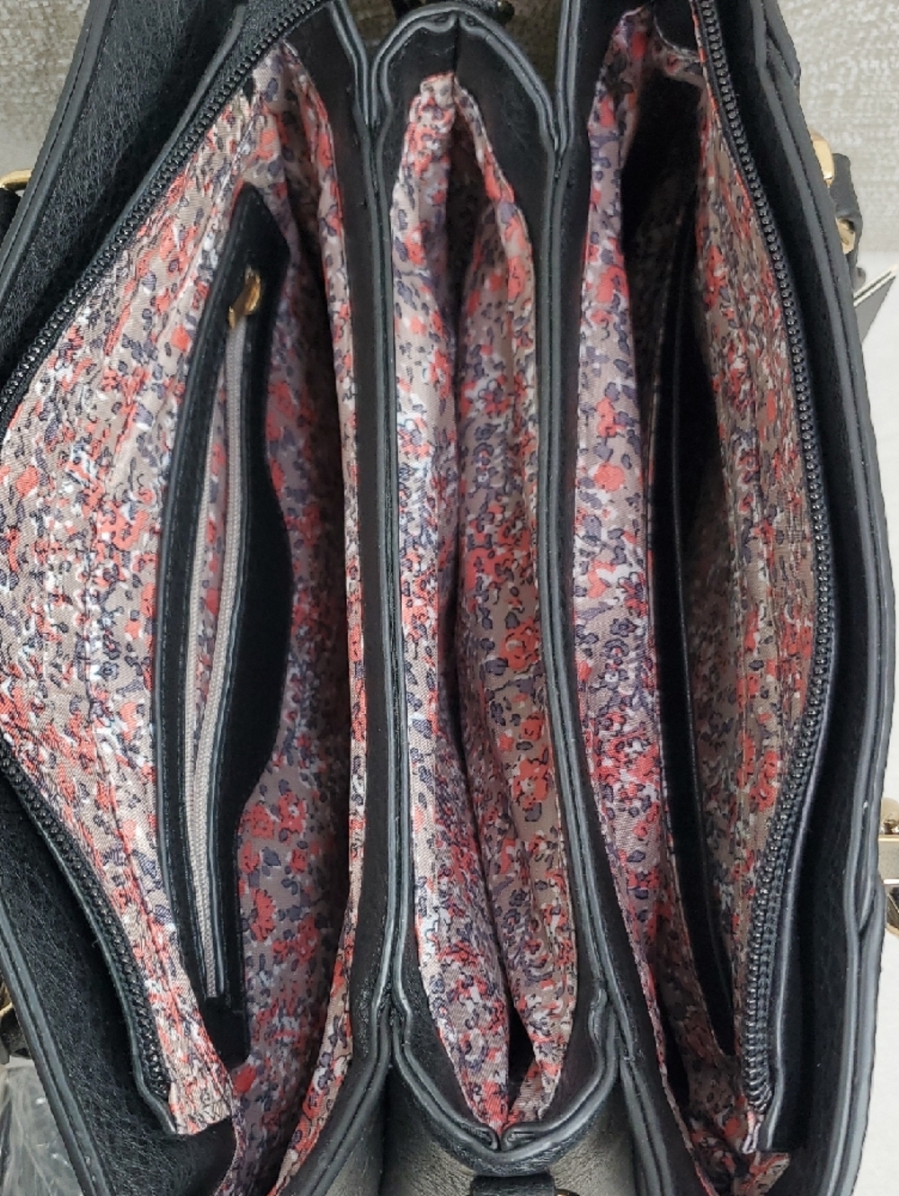 Isabella Leather Double Handled Black Satchel Handbag NWT - Picture 4 of 11